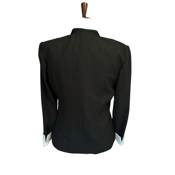Vintage Women's Black Evening Jacket Rhinestones White Satin Lapel Size 16 Event - Picture 4 of 9